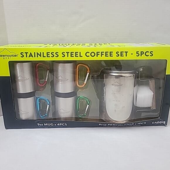 Alpine Mountain Gear 5 piece Stainless Steel Coffee Set 9 Cup Percolator Camping - Picture 2 of 4